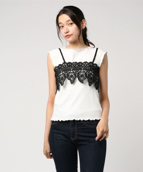 archives（アルシーヴ）の「レースキャミ付きセットカットソー（Tシャツ/カットソー・レディース・ブラック/ベージュ/グレー・MEDIUM）」の6枚目の写真