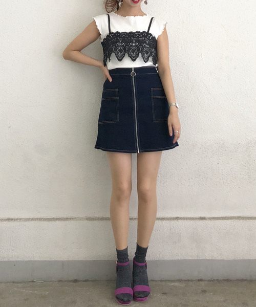 archives（アルシーヴ）の「レースキャミ付きセットカットソー（Tシャツ/カットソー・レディース・ブラック/ベージュ/グレー・MEDIUM）」の7枚目の写真