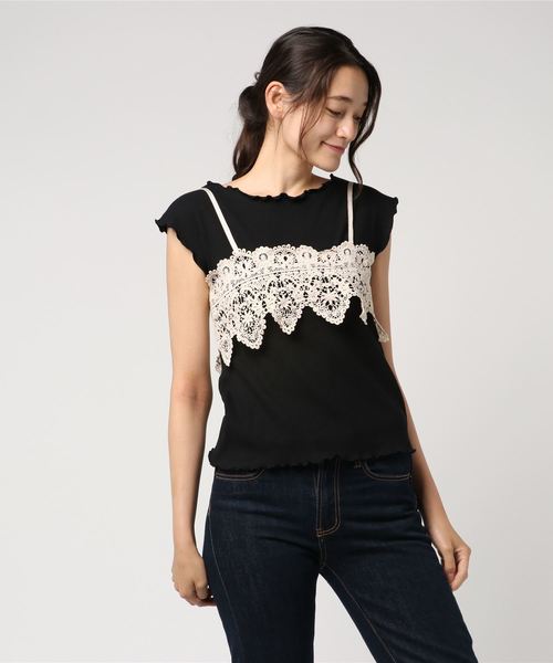 archives（アルシーヴ）の「レースキャミ付きセットカットソー（Tシャツ/カットソー・レディース・ブラック/ベージュ/グレー・MEDIUM）」の3枚目の写真