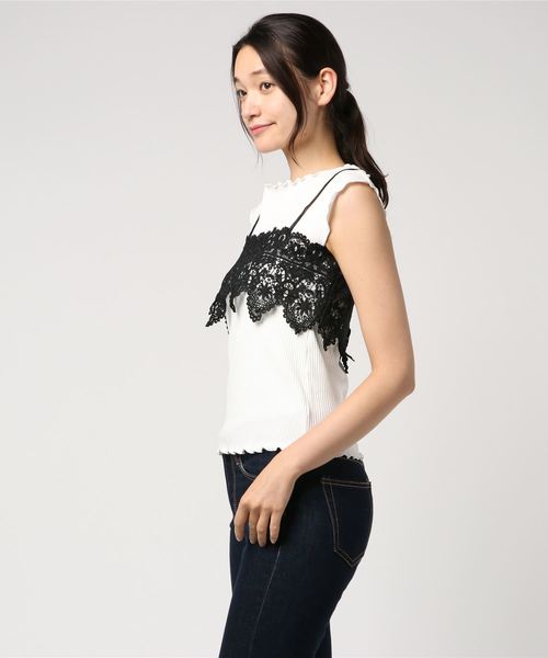 archives（アルシーヴ）の「レースキャミ付きセットカットソー（Tシャツ/カットソー・レディース・ブラック/ベージュ/グレー・MEDIUM）」の4枚目の写真