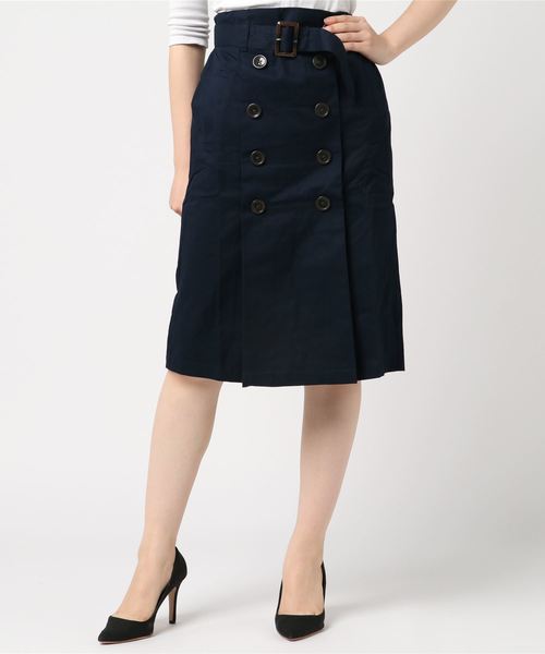 STYLEBLOCK（スタイルブロック）の「綿ツイルベルト付きタックトレンチスカート（スカート・レディース・レッド/カーキ/ベージュ/ライトベージュ/ネイビー/イエロー/ピンク/ターコイズブルー・M）」の5枚目の写真