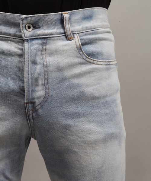 12.5oz STRETCH DENIM 5POCKET BLEACHED PANTS
