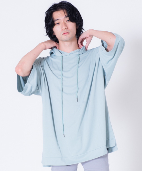 GGD SELECT(ジージーディー セレクト)の「GGD SELECT / ビッグシルエット 半袖スウェットパーカー(パーカー・メンズ・ホワイト/ブラック/ネイビー/グレー/グリーン/ワインレッド・M/L)」の5枚目の写真