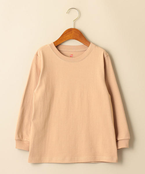 HANES(ヘインズ)の「【キッズ】〔別注〕Hanes(ヘインズ)BEEFY Tシャツロングスリーブ(Tシャツ/カットソー・キッズ・グレー/ベージュ/ライトブルー/ダークグリーン・110cm/120cm/130cm/100cm)」の3枚目の写真