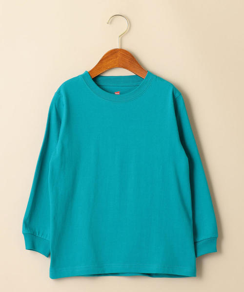 HANES(ヘインズ)の「【キッズ】〔別注〕Hanes(ヘインズ)BEEFY Tシャツロングスリーブ(Tシャツ/カットソー・キッズ・グレー/ベージュ/ライトブルー/ダークグリーン・110cm/120cm/130cm/100cm)」の1枚目の写真