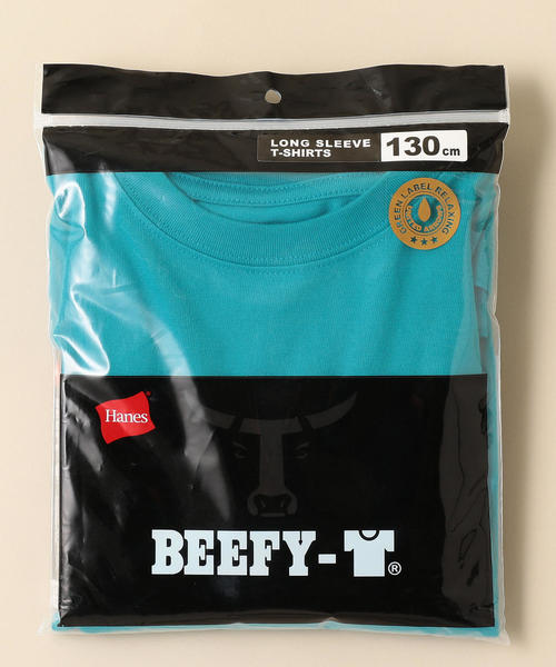 HANES(ヘインズ)の「【キッズ】〔別注〕Hanes(ヘインズ)BEEFY Tシャツロングスリーブ(Tシャツ/カットソー・キッズ・グレー/ベージュ/ライトブルー/ダークグリーン・110cm/120cm/130cm/100cm)」の10枚目の写真