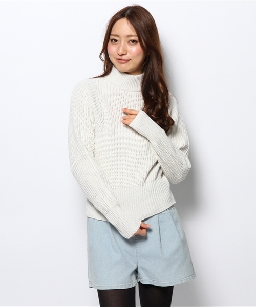 Kastane（カスタネ）の「リブタートルPO（ニット/セーター・レディース・グレー/アイボリー・FREE）」の2枚目の写真
