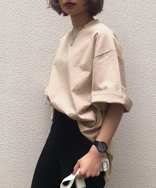 PAGEBOY(ページボーイ)の「【WEB限定アイテム】BIGシルエットTシャツ(Tシャツ/カットソー)」|ライトベージュ