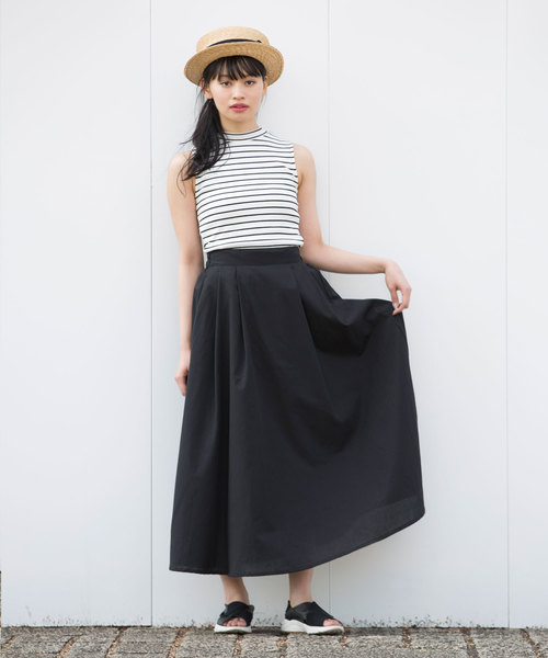 Luz Llena（ラズレナ）の「ハイネックテレコリブノースリーブTOPS（Tシャツ/カットソー・レディース・ホワイト/ブラック/その他・MEDIUM）」の5枚目の写真