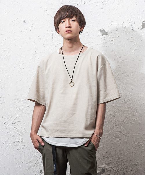 MinoriTY(マイノリティ)の「綿麻ビッグシルエットプルオーバーシャツ(Tシャツ/カットソー・メンズ・ブラック/ベージュ/ネイビー/カーキ/チャコール・M/L)」の4枚目の写真