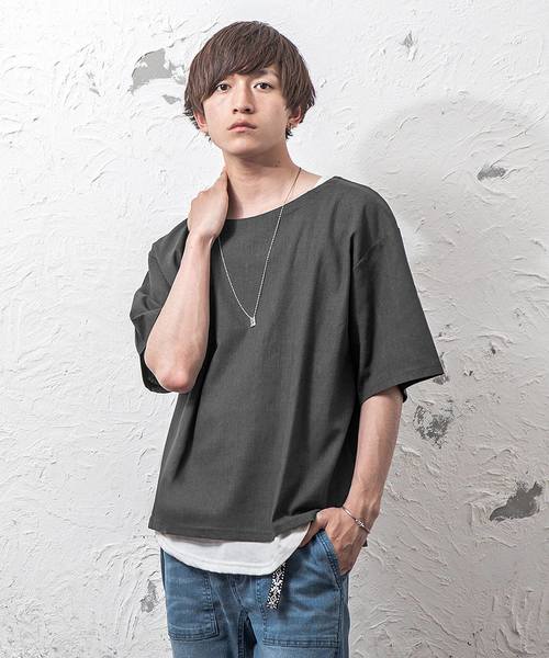 MinoriTY(マイノリティ)の「綿麻ビッグシルエットプルオーバーシャツ(Tシャツ/カットソー・メンズ・ブラック/ベージュ/ネイビー/カーキ/チャコール・M/L)」の3枚目の写真