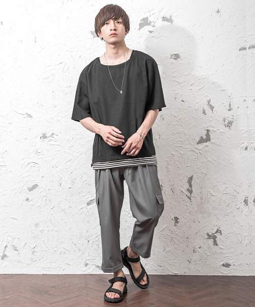 MinoriTY(マイノリティ)の「綿麻ビッグシルエットプルオーバーシャツ(Tシャツ/カットソー・メンズ・ブラック/ベージュ/ネイビー/カーキ/チャコール・M/L)」の16枚目の写真