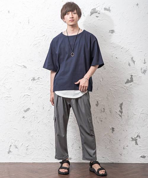 MinoriTY(マイノリティ)の「綿麻ビッグシルエットプルオーバーシャツ(Tシャツ/カットソー・メンズ・ブラック/ベージュ/ネイビー/カーキ/チャコール・M/L)」の6枚目の写真