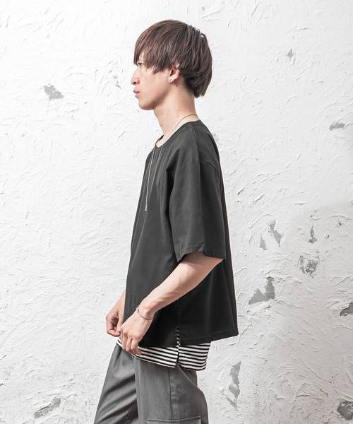 MinoriTY(マイノリティ)の「綿麻ビッグシルエットプルオーバーシャツ(Tシャツ/カットソー・メンズ・ブラック/ベージュ/ネイビー/カーキ/チャコール・M/L)」の12枚目の写真