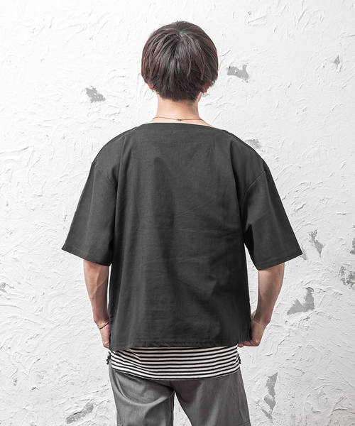 MinoriTY(マイノリティ)の「綿麻ビッグシルエットプルオーバーシャツ(Tシャツ/カットソー・メンズ・ブラック/ベージュ/ネイビー/カーキ/チャコール・M/L)」の14枚目の写真