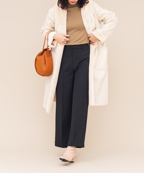 Aunt Marie's（アントマリーズ）の「AUNT MARIE'S フェイクムートンロングコート（ムートンコート・レディース・ライトグレー/ベージュ/ナチュラル・FREE）」の3枚目の写真