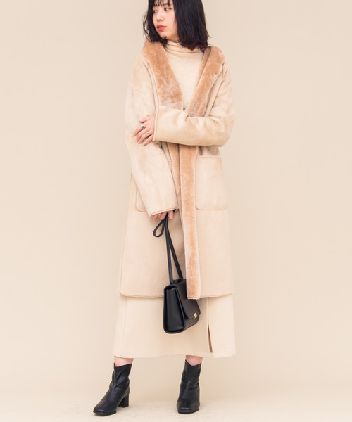 Aunt Marie's（アントマリーズ）の「AUNT MARIE'S フェイクムートンロングコート（ムートンコート・レディース・ライトグレー/ベージュ/ナチュラル・FREE）」の22枚目の写真
