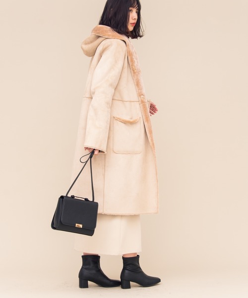 Aunt Marie's（アントマリーズ）の「AUNT MARIE'S フェイクムートンロングコート（ムートンコート・レディース・ライトグレー/ベージュ/ナチュラル・FREE）」の19枚目の写真