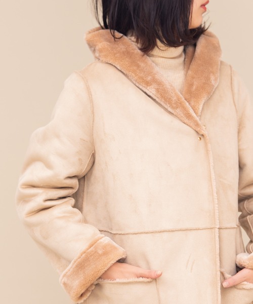 Aunt Marie's（アントマリーズ）の「AUNT MARIE'S フェイクムートンロングコート（ムートンコート・レディース・ライトグレー/ベージュ/ナチュラル・FREE）」の11枚目の写真