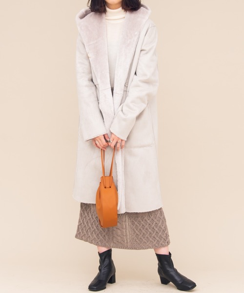 Aunt Marie's（アントマリーズ）の「AUNT MARIE'S フェイクムートンロングコート（ムートンコート・レディース・ライトグレー/ベージュ/ナチュラル・FREE）」の21枚目の写真