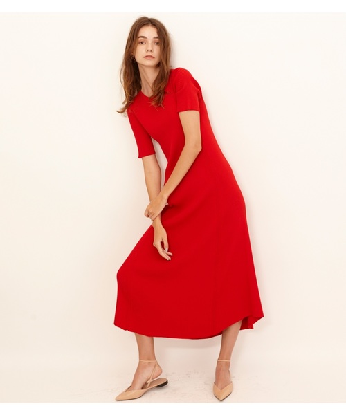 セール】Rib Shaped Knit Halfsleeve Dress（ワンピース）｜LE