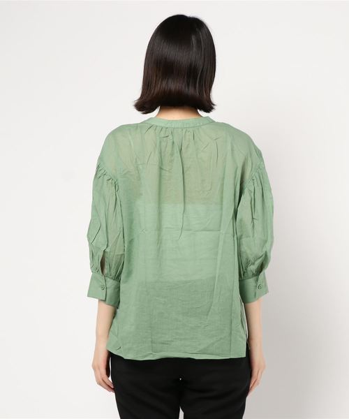 KOBE LETTUCE（コウベレタス）の「ボリュームスリーブ薄手コットンブラウス（シャツ/ブラウス・レディース・ベージュ/オフホワイト/ブルー/グリーン・FREE）」の5枚目の写真