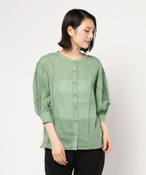 KOBE LETTUCE（コウベレタス）の「ボリュームスリーブ薄手コットンブラウス（シャツ/ブラウス・レディース・ベージュ/オフホワイト/ブルー/グリーン・FREE）」の15枚目の写真