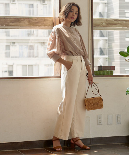 KOBE LETTUCE（コウベレタス）の「ボリュームスリーブ薄手コットンブラウス（シャツ/ブラウス・レディース・ベージュ/オフホワイト/ブルー/グリーン・FREE）」の9枚目の写真