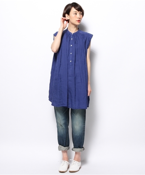 SHIPS for women（シップスフォーウィメン）の「ツイール ラミー ギャザーワンピース（ワンピース・レディース・キャメル/ブルー/ブラック/ホワイト・ONE SIZE）」の8枚目の写真