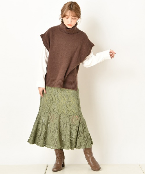 one after another NICE CLAUP（ワンアフターアナザーナイスクラップ）の「切替えマーメイドスカート（スカート・レディース・ライトグレー/ブラウン/ブラウン系その他/カーキ/グリーン系その他・FREE）」の11枚目の写真