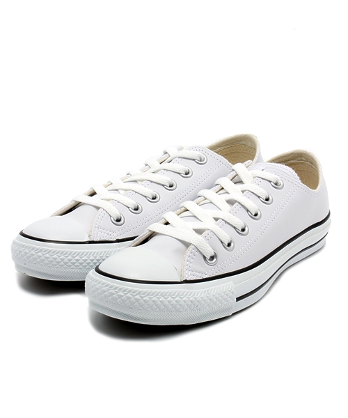 CONVERSE（コンバース）の「◆CONVERSE レザーオールスターOX（スニーカー・レディース・ホワイト/ブラック・24.5cm/25.5cm/23cm/24cm）」の2枚目の写真
