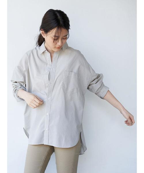 AMERICAN HOLIC(アメリカンホリック)の「バックタックポケット付きBIGシャツ *〇(シャツ/ブラウス・レディース・オフホワイト/ストライプ/チェック/グレイッシュベージュ・M/L)」の22枚目の写真