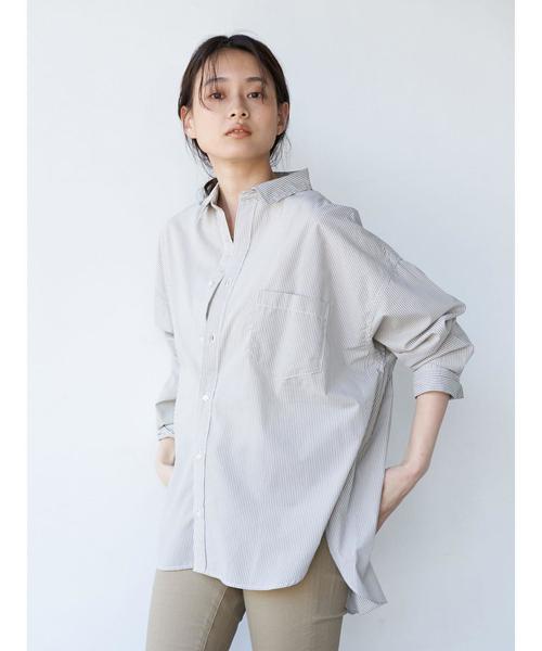 AMERICAN HOLIC(アメリカンホリック)の「バックタックポケット付きBIGシャツ *〇(シャツ/ブラウス・レディース・オフホワイト/ストライプ/チェック/グレイッシュベージュ・M/L)」の21枚目の写真