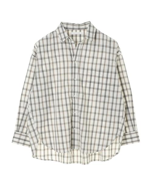 AMERICAN HOLIC(アメリカンホリック)の「バックタックポケット付きBIGシャツ *〇(シャツ/ブラウス・レディース・オフホワイト/ストライプ/チェック/グレイッシュベージュ・M/L)」の11枚目の写真