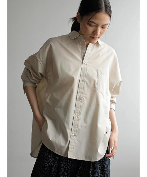 AMERICAN HOLIC(アメリカンホリック)の「バックタックポケット付きBIGシャツ *〇(シャツ/ブラウス・レディース・オフホワイト/ストライプ/チェック/グレイッシュベージュ・M/L)」の3枚目の写真