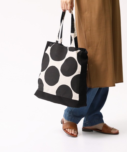 BARNDOOR(バーンドア)の「BARNDOOR/バーンドア 綿麻ドットBAG 1142083G BUR(トートバッグ・レディース・キナリ/グレー・FREE)」の1枚目の写真