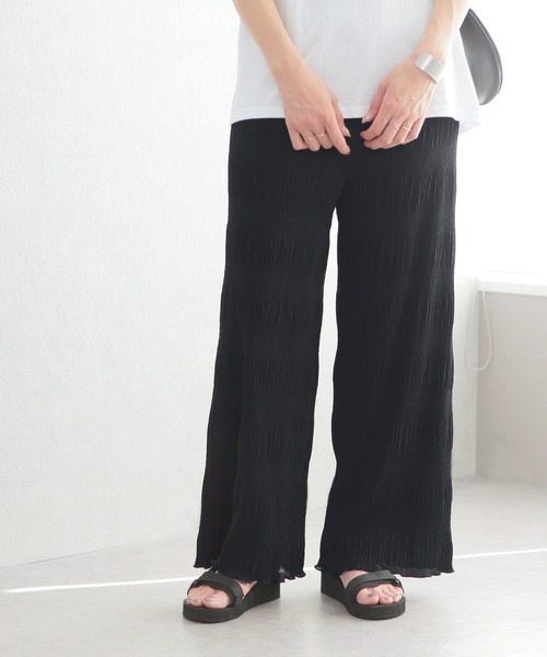 reca（レカ）の「シャーリングプリーツワイドパンツ（その他パンツ・レディース・ブラック/モカ/カーキ・M）」の2枚目の写真