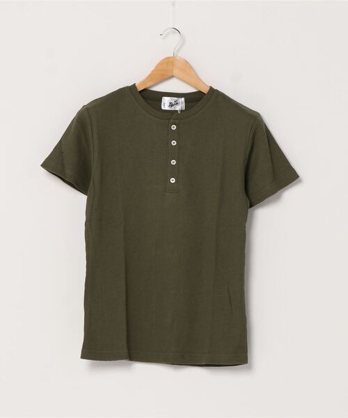 INNOCENT(イノセント)の「サーマル半袖ヘンリーネックTシャツ(Tシャツ/カットソー・レディース・グレー/サックスブルー/ピンク/ホワイト/カーキ/ブラック/ネイビー・MEDIUM/LARGE/X-LARGE)」の16枚目の写真