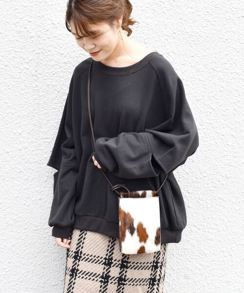 Healthknit(ヘルスニット)の「【SHIPS別注】Healthknit:エルボーカットトップス◇(スウェット・レディース・ブラック/ベージュ/ナチュラル・ONE SIZE)」の2枚目の写真