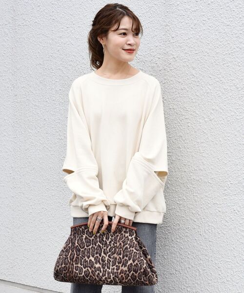 Healthknit(ヘルスニット)の「【SHIPS別注】Healthknit:エルボーカットトップス◇(スウェット・レディース・ブラック/ベージュ/ナチュラル・ONE SIZE)」の6枚目の写真