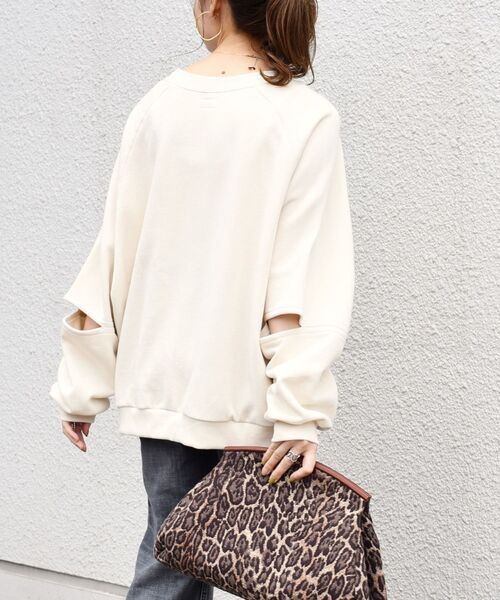 Healthknit(ヘルスニット)の「【SHIPS別注】Healthknit:エルボーカットトップス◇(スウェット・レディース・ブラック/ベージュ/ナチュラル・ONE SIZE)」の7枚目の写真