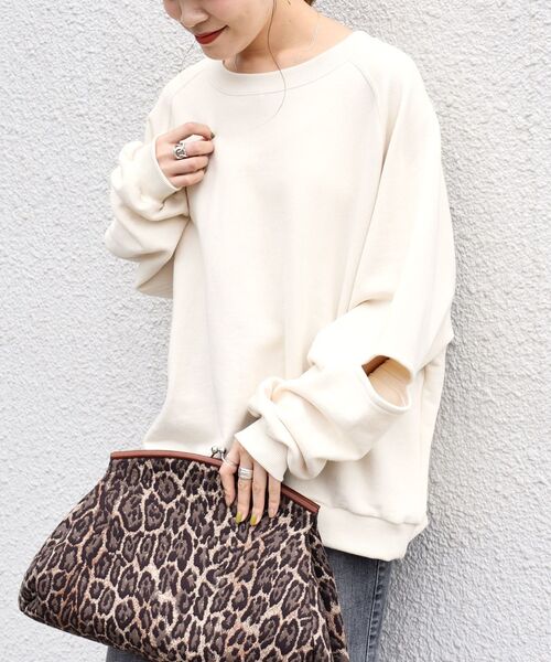 Healthknit(ヘルスニット)の「【SHIPS別注】Healthknit:エルボーカットトップス◇(スウェット・レディース・ブラック/ベージュ/ナチュラル・ONE SIZE)」の9枚目の写真