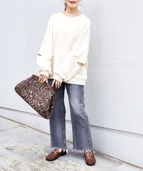 Healthknit(ヘルスニット)の「【SHIPS別注】Healthknit:エルボーカットトップス◇(スウェット・レディース・ブラック/ベージュ/ナチュラル・ONE SIZE)」の11枚目の写真
