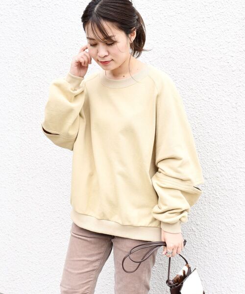 Healthknit(ヘルスニット)の「【SHIPS別注】Healthknit:エルボーカットトップス◇(スウェット・レディース・ブラック/ベージュ/ナチュラル・ONE SIZE)」の19枚目の写真
