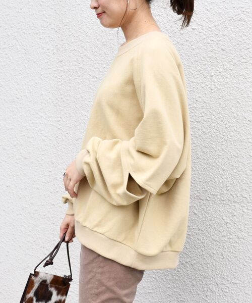 Healthknit(ヘルスニット)の「【SHIPS別注】Healthknit:エルボーカットトップス◇(スウェット・レディース・ブラック/ベージュ/ナチュラル・ONE SIZE)」の21枚目の写真