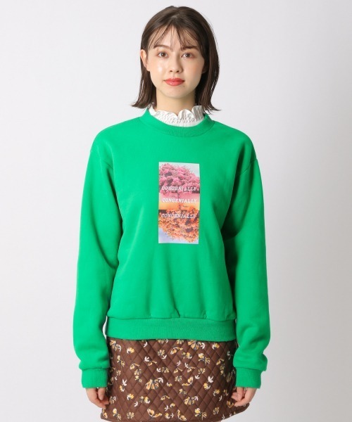Me%(ミィパーセント)の「フラワーフォトスウェット(Tシャツ/カットソー・レディース・ブラック/グリーン/オレンジ・FREE)」の13枚目の写真