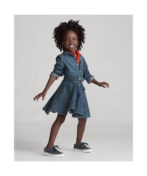 ベルテッド コットン デニム シャツドレス ワンピース Polo Ralph Lauren Childrenswear ポロラルフローレンチャイルドウェア のファッション通販 Zozotown