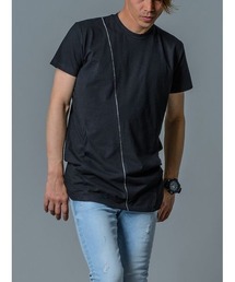 【REGIEVO】シンプルな切り替えBIGシルエットTシャツ フロントポケット付き