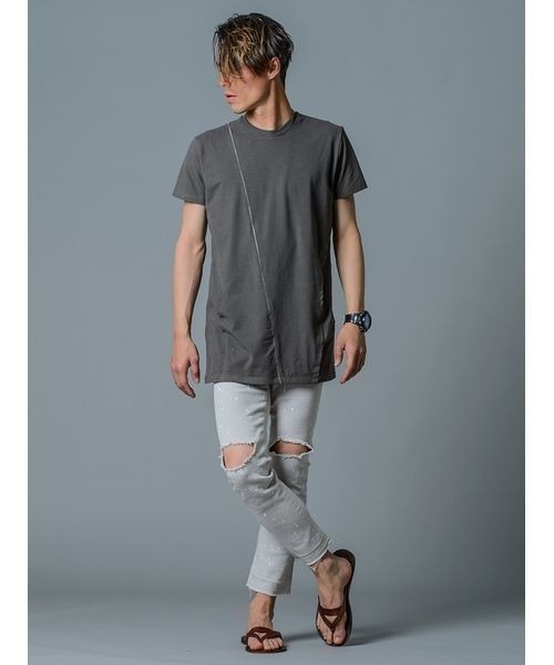 REGIEVO(レジエボ)の「【REGIEVO】シンプルな切り替えBIGシルエットTシャツ フロントポケット付き(Tシャツ/カットソー・メンズ・ホワイト/ブラック/グレー・XL/S/M/L)」の7枚目の写真