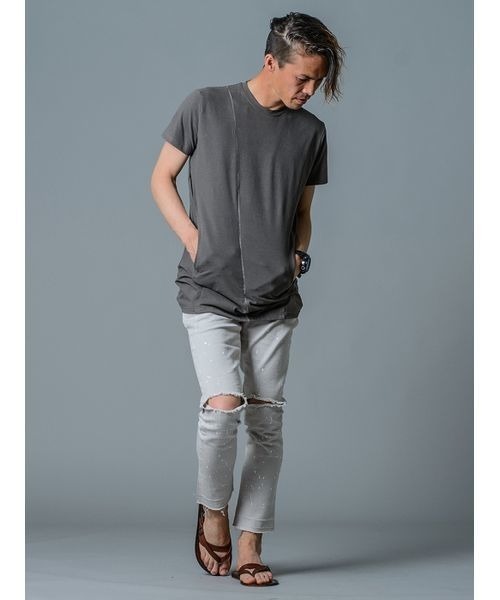 REGIEVO(レジエボ)の「【REGIEVO】シンプルな切り替えBIGシルエットTシャツ フロントポケット付き(Tシャツ/カットソー・メンズ・ホワイト/ブラック/グレー・XL/S/M/L)」の8枚目の写真